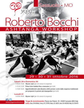 Roberto Bocchi Ashtanga Yoga Workshop 29-30-31 Ottobre 2016